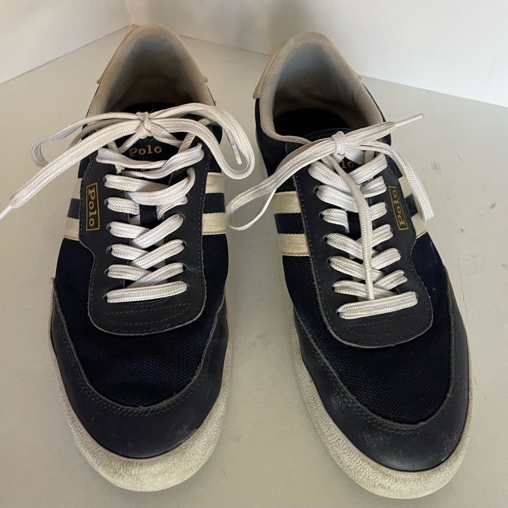 Polo Ralph Lauren Men’s Court VLC Suede Combo Sneaker Shoes Navy Blue Size 9 - Picture 4 of 9